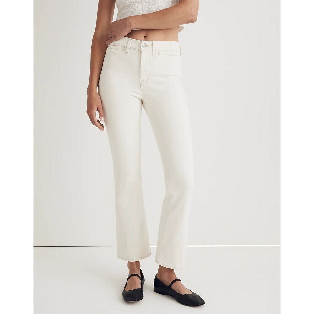 MADEWELL The Mid-Rise Kick Out Flare Jean 33 White Light Wash Denim NEW Tag B3